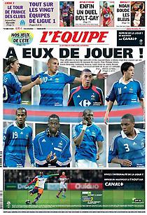 Πρωτοσέλιδο εφημερίδας L' Equipe