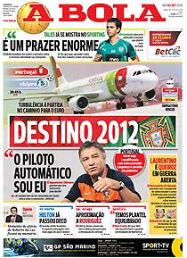 Πρωτοσέλιδο εφημερίδας A BOLA Πρωτοσέλιδο εφημερίδας A BOLA