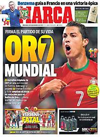 Πρωτοσέλιδο εφημερίδας Marca