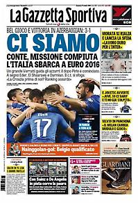 Πρωτοσέλιδο εφημερίδας Gazzeta dello Sport