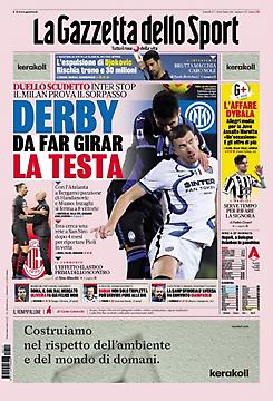 Πρωτοσέλιδο εφημερίδας Gazzeta dello Sport Gazzeta dello Sport