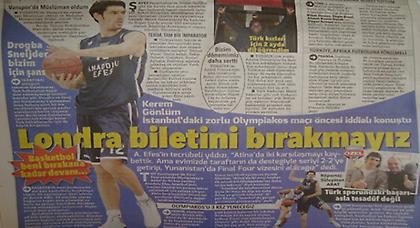 O τουρκικός Τύπος για το Εφές-Ολυμπιακός