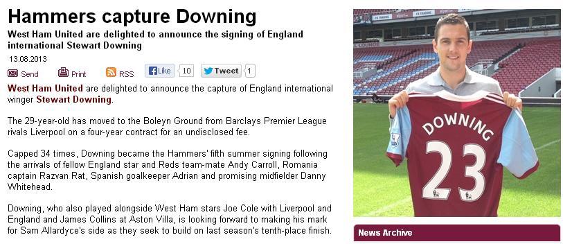 Και τυπικά στη Γουέστ Χαμ ο Ντάουνινγκ