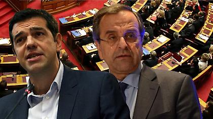 Τσίπρας: Κοιτάξτε με κ. πρωθυπουργέ - Σαμαράς: Κοιτάω από εκεί για να μην γελάω