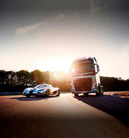 Φορτηγό Volvo απέναντι στο πανίσχυρο Koenigsegg One:1 (video)