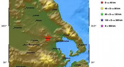 Σεισμός 4,1 Ρίχτερ δυτικά του Βόλου