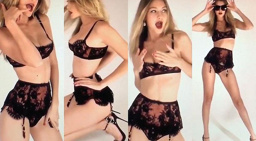 Η Τζίτζι Χαντίντ χορεύει με τα εσώρουχα για να υποδεχτεί τα Χριστούγεννα