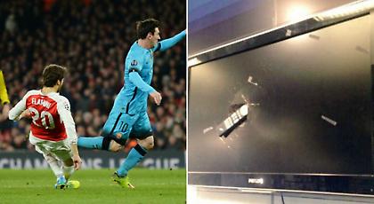 Έσπασε την τηλεόραση όταν κέρδισε πέναλτι ο Μέσι! (pics)