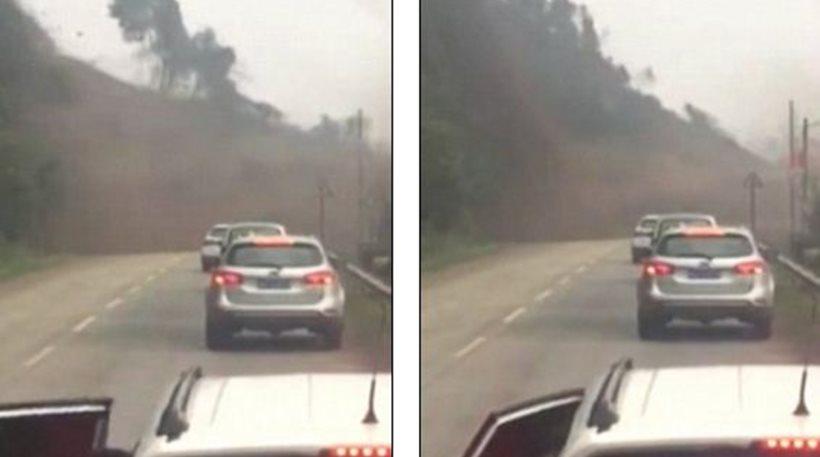 Ασύλληπτο βίντεο: Κατολίσθηση μπλοκάρει αυτοκινητόδρομο στην Κίνα