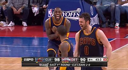 Τρελάθηκε ο Λεμπρόν με το τρίποντο του Ίρβινγκ (video)