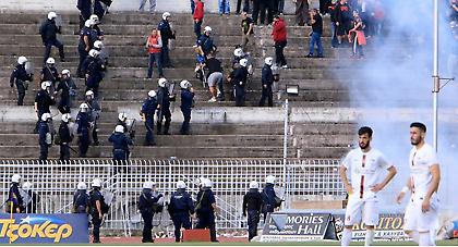 Ξύλο των οπαδών της Λάρισας με την αστυνομία στο Θεσσαλικό ντέρμπι (pics)