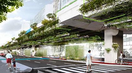 Κρεμαστοί κήποι σε οδογέφυρα μαζεύουν το 20% των εκπομπών CO2