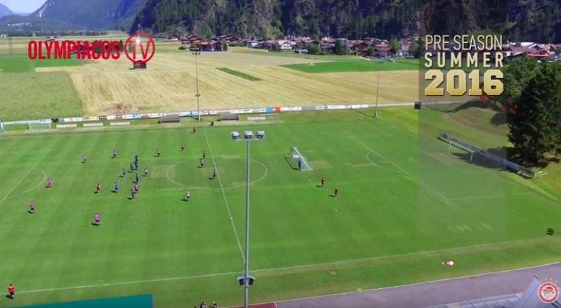 Η προπόνηση του Ολυμπιακού από ψηλά! (video)