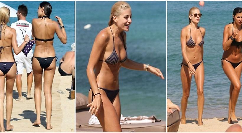 Απολαύστε ελεύθερα: Ευαγγελία Αραβανή-Νεσχάν Μουλαζίμ στη Μύκονο με μπικίνι (pics)