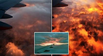 Ένας ουρανός γεμάτος... φλόγες! Απίστευτες εικόνες από το παράθυρο του αεροπλάνου!