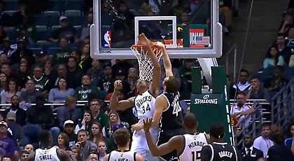 Τρομερό κάρφωμα Μπογκντάνοβιτς πάνω στον Αντετοκούνμπο (video)