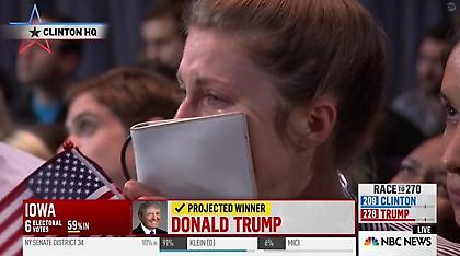 Κλάματα οπαδών της Κλίντον για τη διαφαινόμενη ήττα! (video)