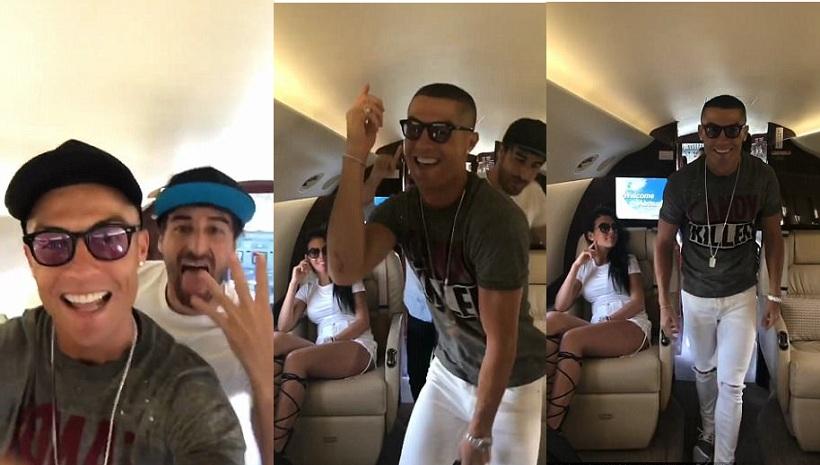 Ο Κριστιάνο Ρονάλντο συνεχίζει τον χορό ΚΑΙ στο αεροπλάνο του (video)