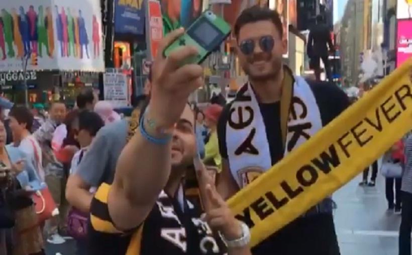 Συνάντησε ΑΕΚτζήδες στην Time Square της Νέας Υόρκης ο Αϊντάρεβιτς (video)