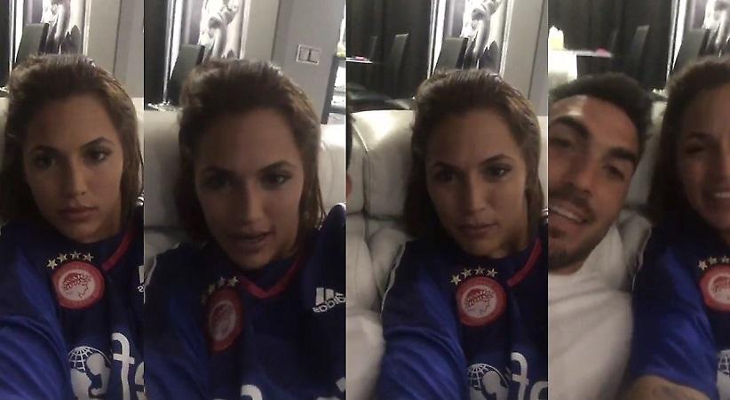 Η σέξι σύντροφος του Ρομπέρτο με φανέλα του Ολυμπιακού!