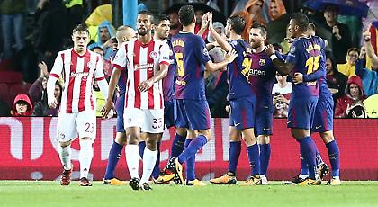 Βαραίνει το σκορ για τον Ολυμπιακό: Ο Ντιν έγραψε το 3-0 για την Μπαρτσελόνα (video)