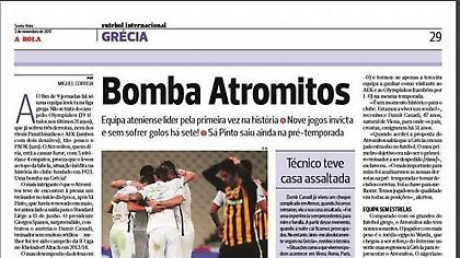 A Bola: «Bomba Atromitos»!