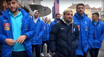 Ο περίπατος της Εθνικής στο Ζάγκρεμπ (video)