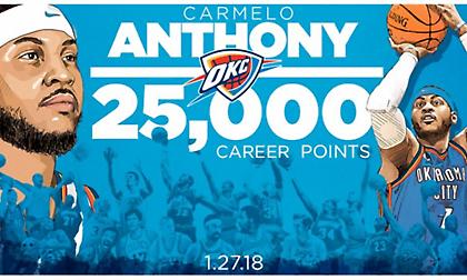 Έφτασε τους 25.000 πόντους στην καριέρα του ο Καρμέλο Άντονι