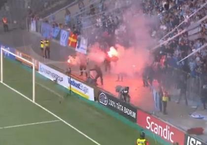 Καπνογόνα, ντου και διακοπή στον τελικό Κυπέλλου στη Σουηδία