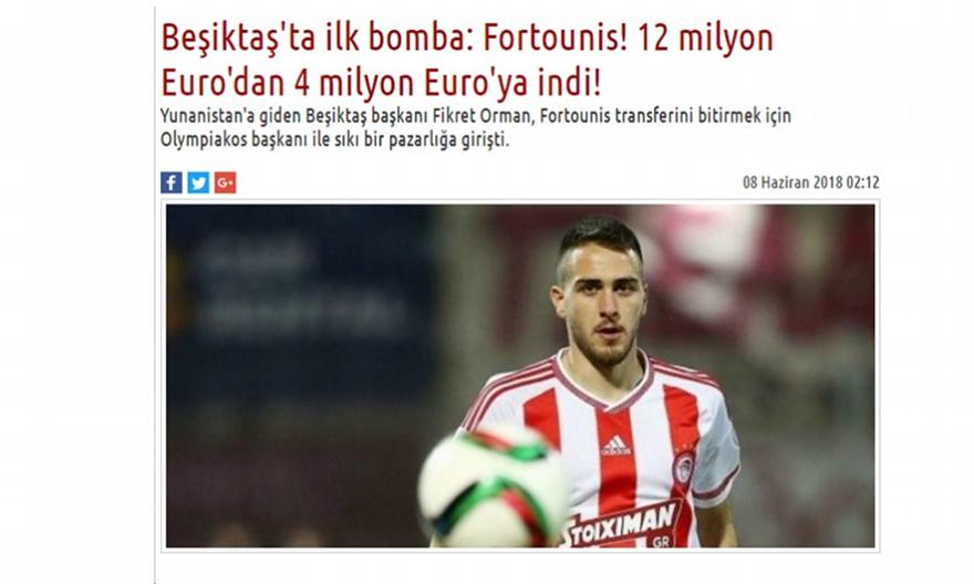 «Ο πρόεδρος της Μπεσίκτας πήγε Ελλάδα για να τελειώσει του Φορτούνη»