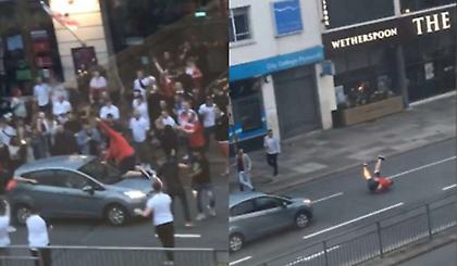 Παραλίγο σοβαρός τραυματισμός Άγγλου οπαδού από αυτοκίνητο (video)