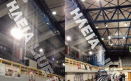 Πλημμύρισε το κλειστό του Πύργου από τη βροχή (video)