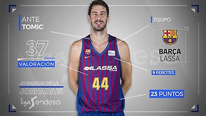 MVP της αγωνιστικής στην ACB ο Τόμιτς