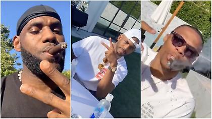 «Ζωάρα» κάνει ο Λεμπρόν καπνίζοντας πούρα με Γουέστμπρουκ και Πολ (video)