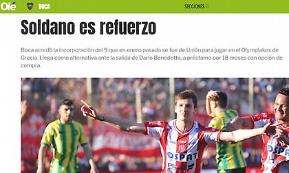 «Συμφωνία Μπόκα με Ολυμπιακό για Σολδάνο, δανεικός για 18 μήνες»