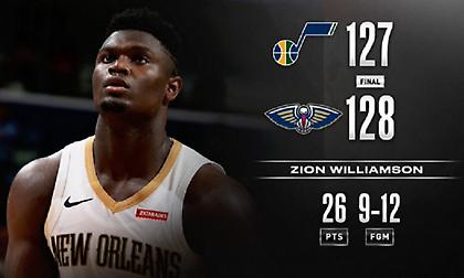 Επιβλητικός Ζάιον στην νίκη των Πέλικανς (video)