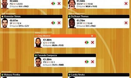 Euroleague Fantasy: Διπλή αγωνιστική, δύο αλλαγές (Pic)