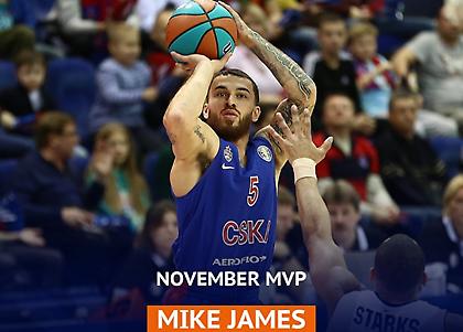 MVP Νοεμβρίου στην VTB League ο Μάικ Τζέιμς