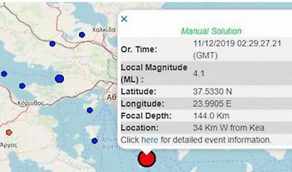 Σεισμός 4,1R νότια της Αττικής