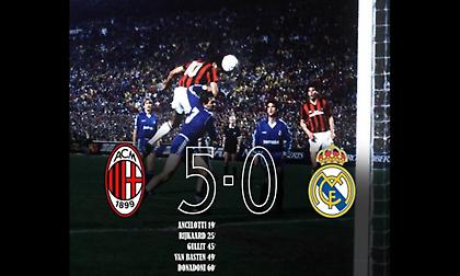 Σαν σήμερα πριν από 31 χρόνια η «πεντάρα» της Μίλαν επί της Ρεάλ Μαδρίτης (video)