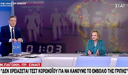 Παγώνη σε ΣΚΑΪ: Για μισή ώρα παραμένει ο κορωνοϊός στο ασανσέρ αν κάποιος φτερνιστεί