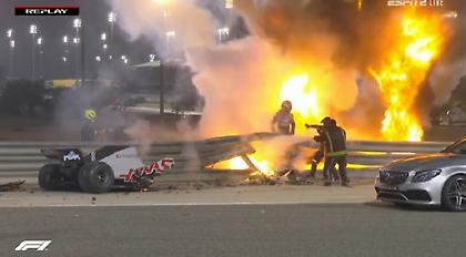 Σοκαριστικό ατύχημα για Γκροζάν, πήρε φωτιά το μονοθέσιό του! (video)