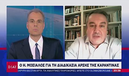 Μόσιαλος σε ΣΚΑΪ: Όσο περισσότερο ανοίξουμε πριν τις γιορτές τόσο μεγαλύτερο το κλείσιμο μετά