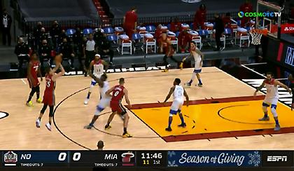 Τρομερός Ρόμπινσον με 4/5 τρίποντα στην πρώτη περίοδο! (video)