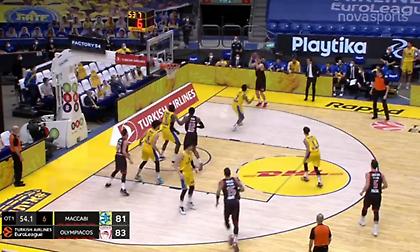 Μακάμπι-Ολυμπιακός: Τα μεγάλα τρίποντα Λαρεντζάκη και Βεζένκοφ (video)