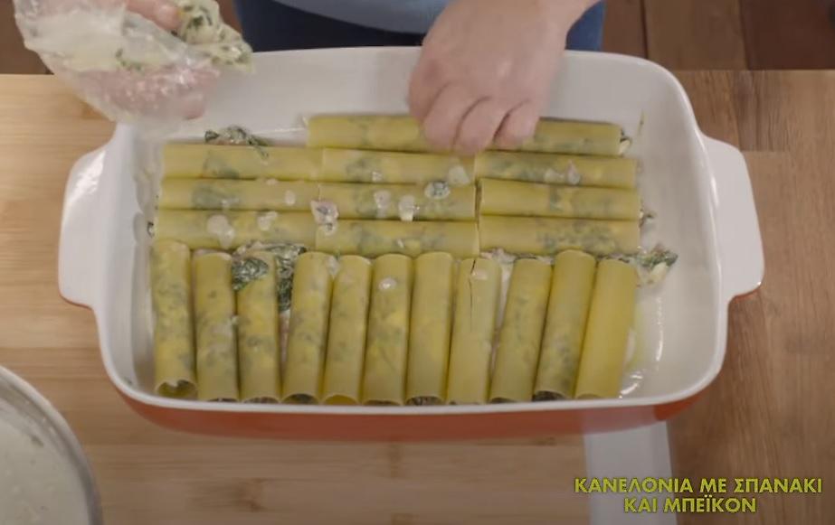 Ώρα Για Φαγητό με την Αργυρώ: Κανελόνια με σπανάκι και μπέικον