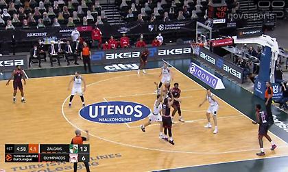 Ζαλγκίρις-Ολυμπιακός: «Καυτός» Σλούκας πίσω από τα 6.75μ. (vid)