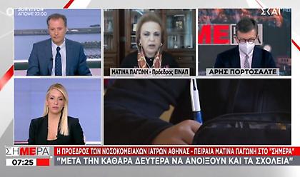 Παγώνη σε ΣΚΑΪ: 2.600 κρούσματα μέχρι την Τετάρτη- Να ανοίξουν σχολεία, καταστήματα από 16/3