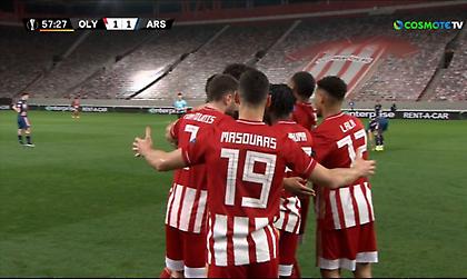 Ολυμπιακός-Άρσεναλ: Το 1-1 από τον Ελ Αραμπί μετά από λάθος του Θεμπάγιος (video)