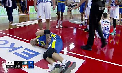 Άτσαλη πτώση του Βασιλόπουλου στο παρκέ (video)